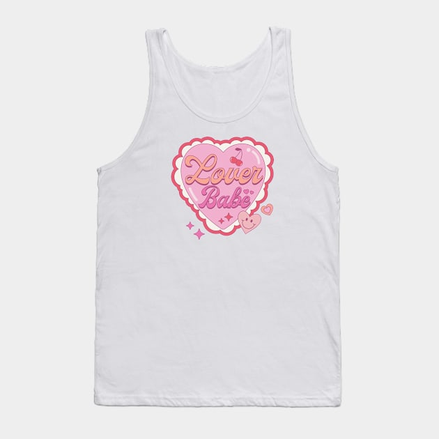 Lover Babe Love Heart Happy Valentines Day Tank Top by Pop Cult Store